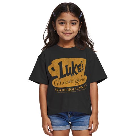Girls' Luke's Dinner Distressed Logo Graphic Cropped T-Shirt