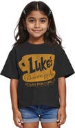 Gilmore Girls Girls' Luke's Dinner Distressed Logo Graphic Cropped T-Shirt