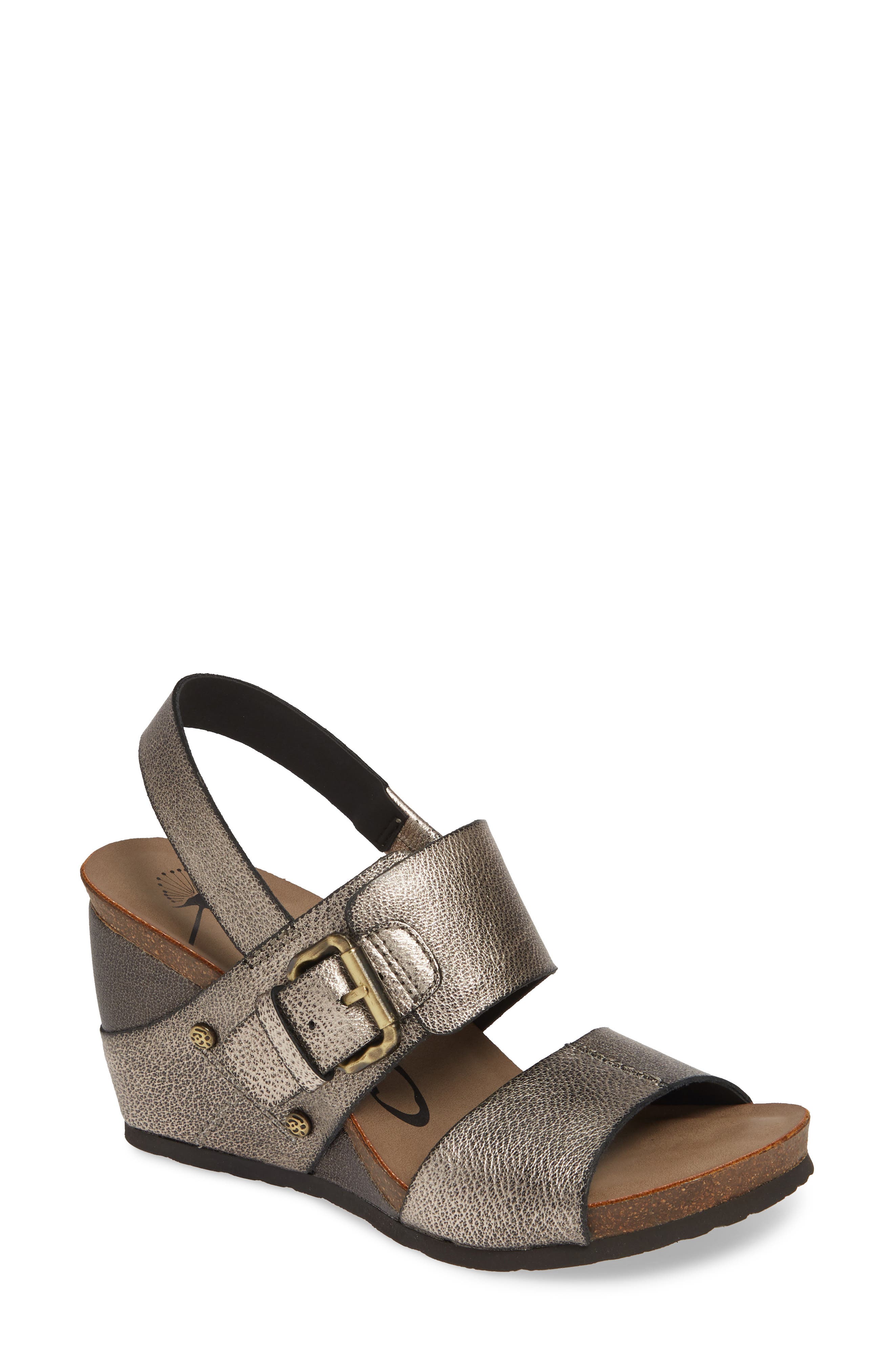 Overnight Wedge Sandal, Main, color, GREY PEWTER LEATHER