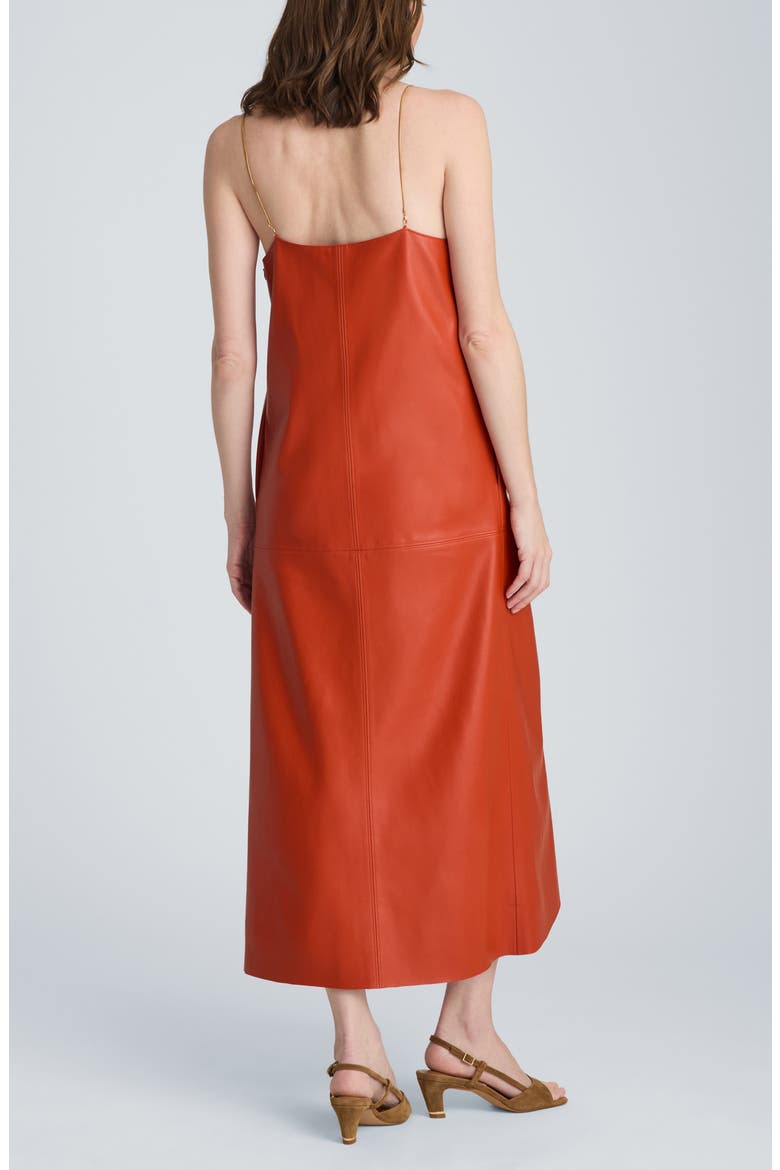 Faux Leather Wire Strap Midi Dress, Alternate, color, TERRA