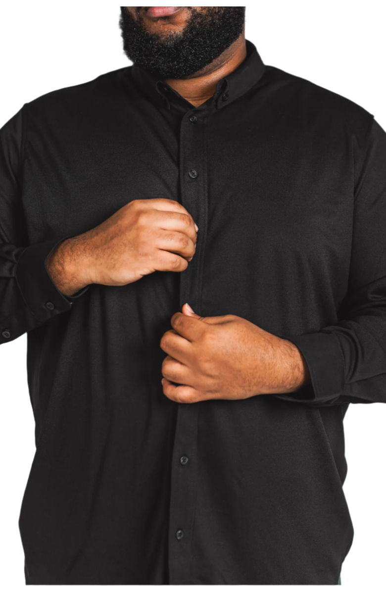 Regent Row Men’s Big and Tall Commuter Shirt, Long Sleeve Button Down, Tailored Fit, Spread Collar, Performance Fabric, Stylish & Casual Breathable Shirt, Main, color, Black