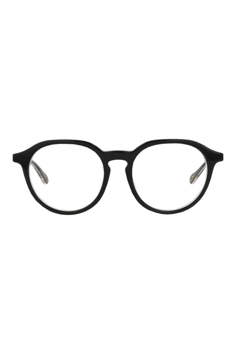 50mm Round Optical Glasses, Main, color, BLACK BLACK TRANSPARENT