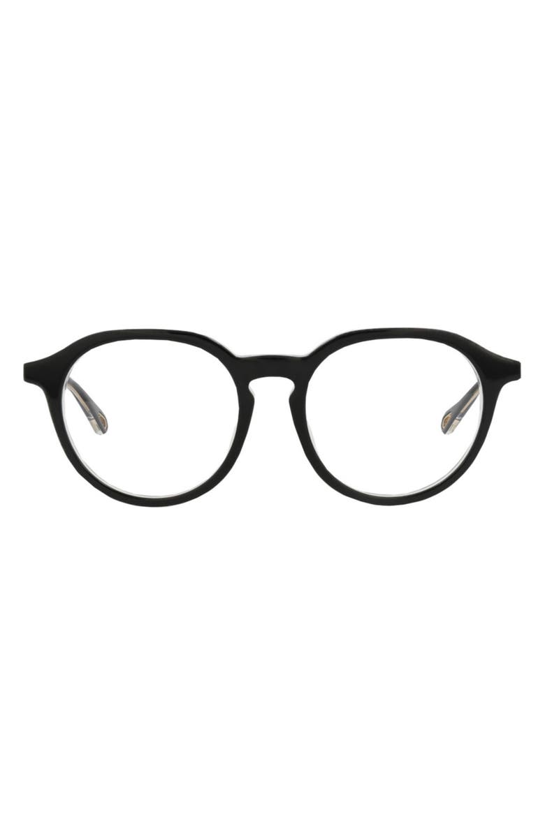 Chloé 50mm Round Optical Glasses, Main, color, Black Black Transparent