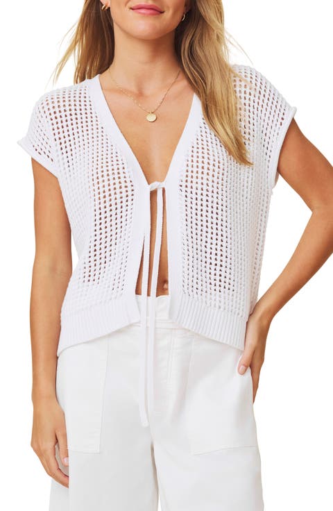 Simona Tie Front Short Sleeve Cardigan