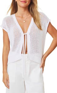 Splendid Simona Tie Front Short Sleeve Cardigan