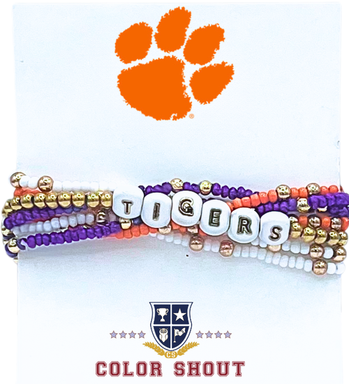 Color Shout Clemson Lucky 7 Bracelet Set In Gold