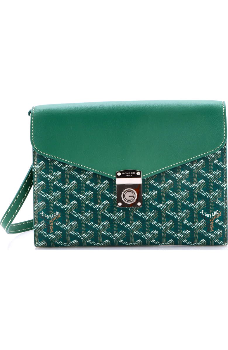 Pre-Owned Goyard Chypre Wallet on Strap Coated Canvas with Leather, Main, color, Green