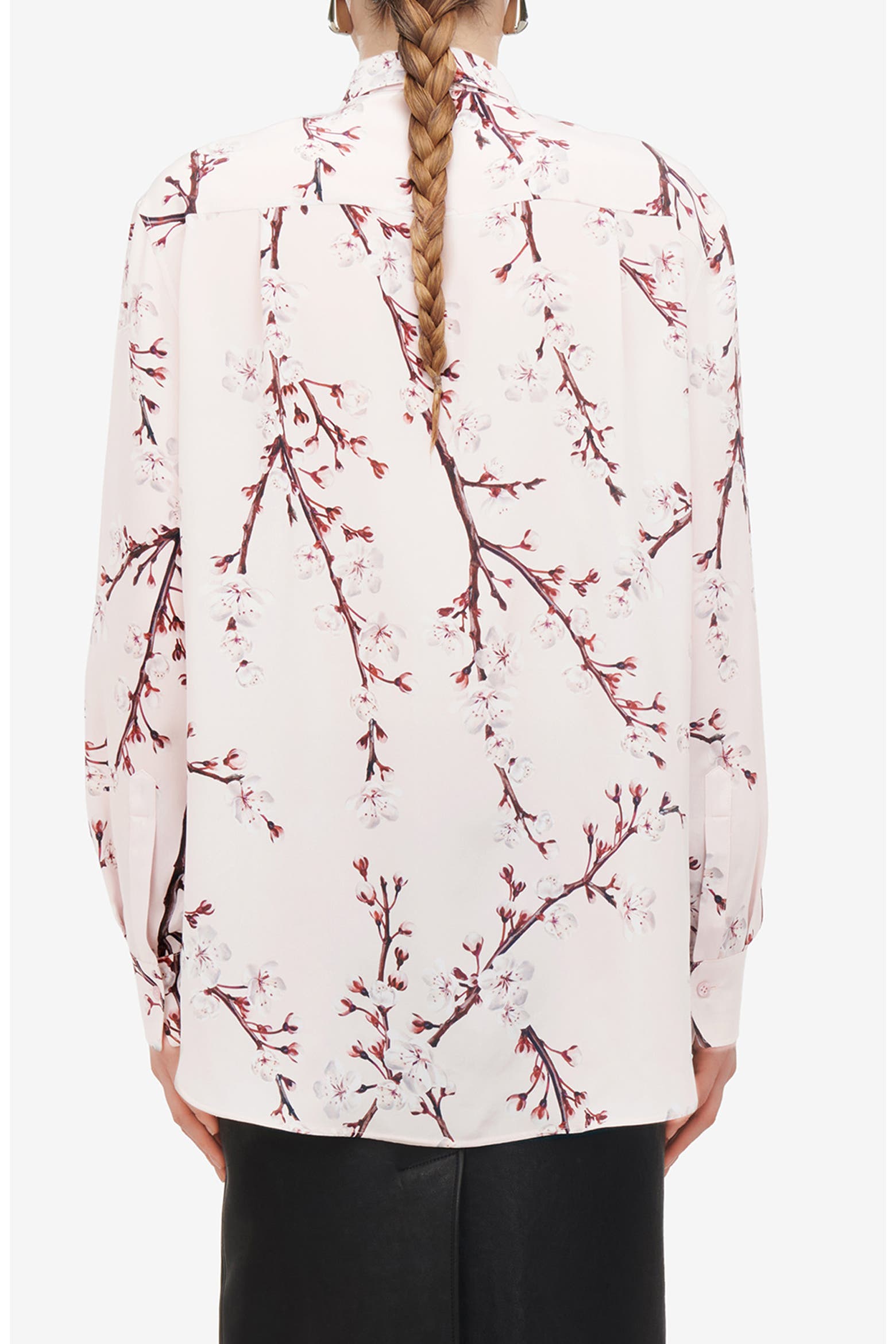 McQueen Cherry Blossom Silk Button-Up Shirt (Women) | Nordstrom