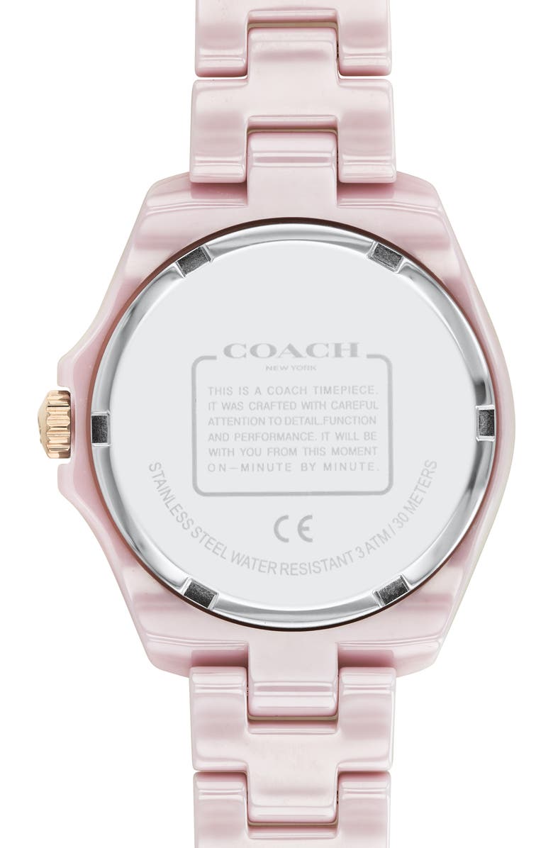 COACH Preston Ceramic Bracelet Watch, 32mm, Alternate, color, Blush
