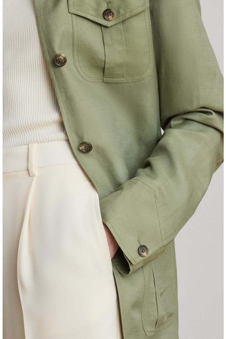 Linen Blend Field Jacket, Alternate, color, LIGHT AGAVE GREEN