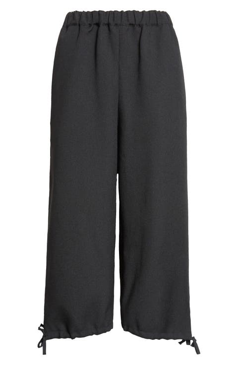 Crop Gabardine Wide Leg Pants