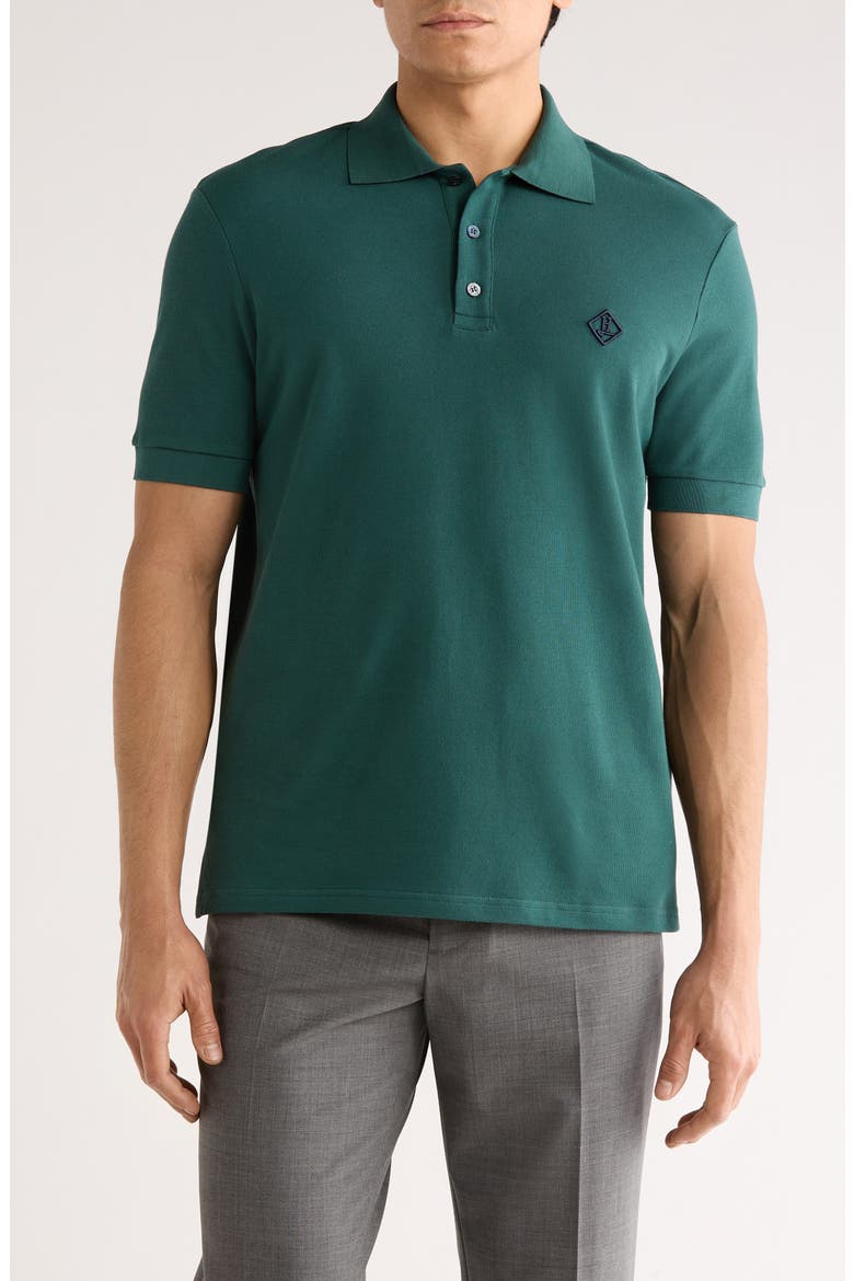 Logo Embroidered Cotton Piqué Polo, Main, color, BOTTLE GREEN