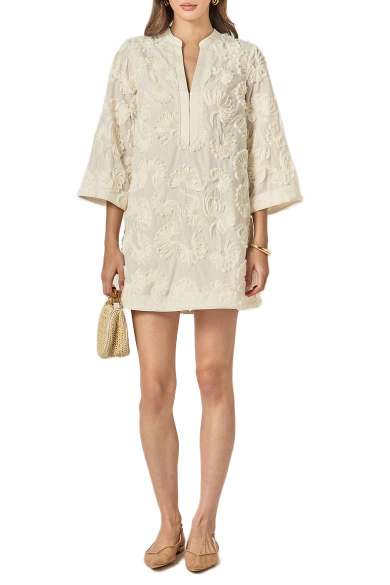 Ribbon Appliqué Shift Minidress, Main, color, CREAM