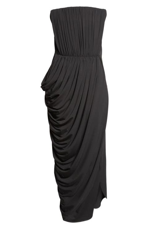Strapless Draped Crepe Jersey Gown