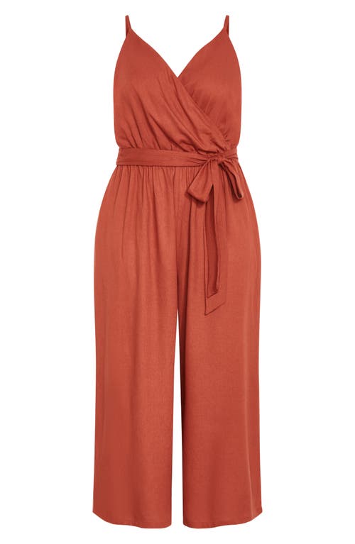 City Chic Lina Belted Jumpsuit In Red