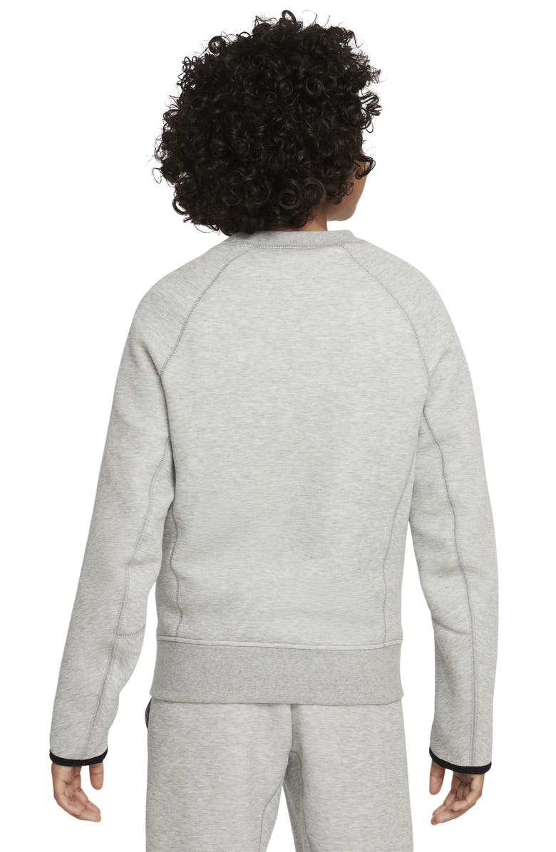 Nike Kids' Tech Fleece Crewneck Sweatshirt, Alternate, color, Dark Grey Heather/ Black