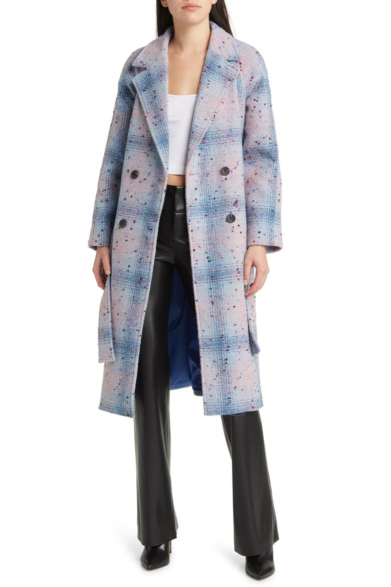 Donegal Tweed Double Breasted Wrap Coat, Alternate, color, BLUE MULTI
