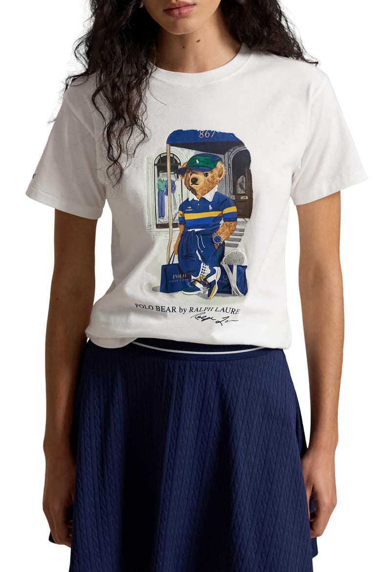 Polo Bear Graphic Cotton Jersey T-Shirt, Main, color, WHITE