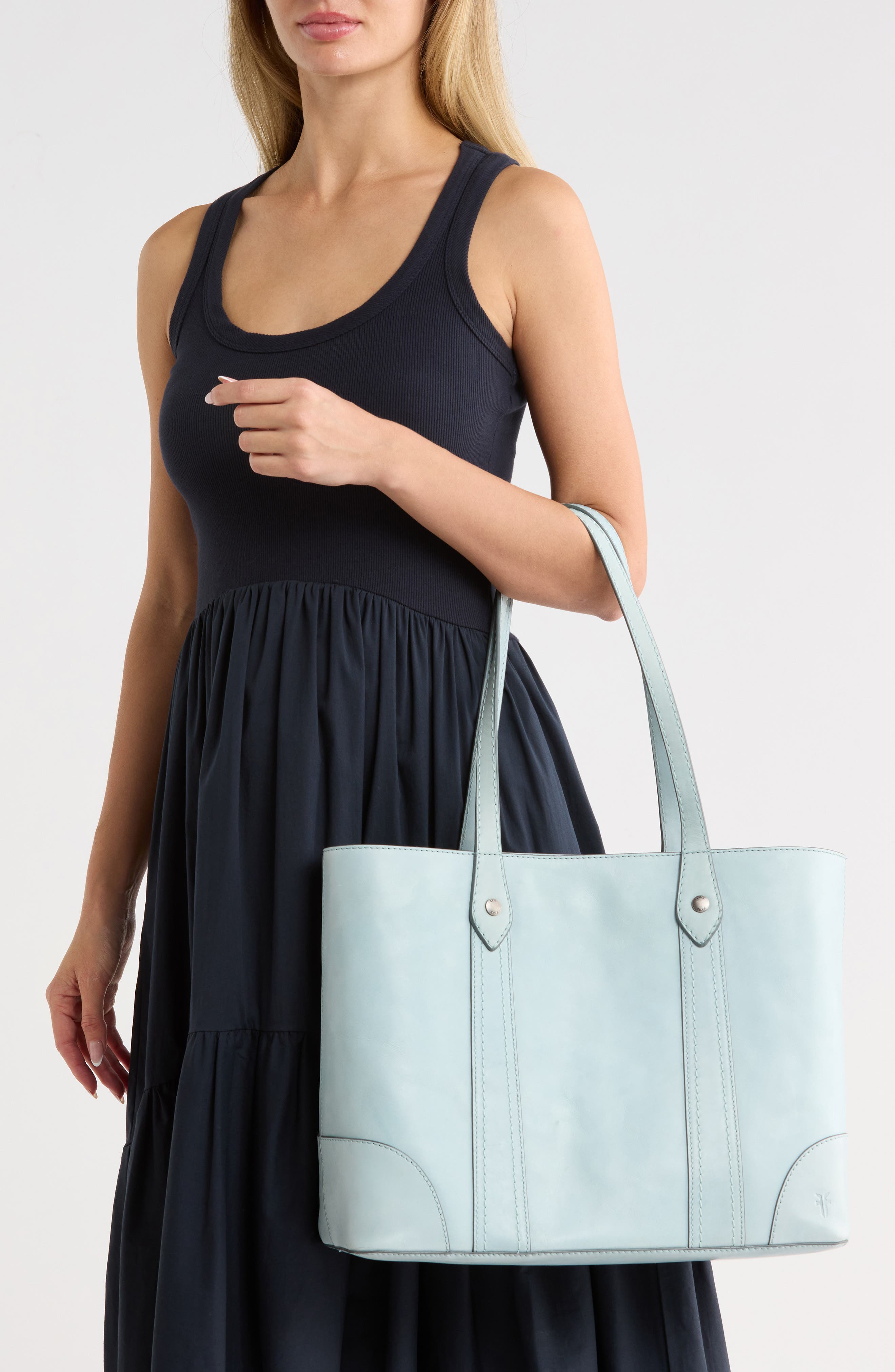 Melissa Leather Shopper Tote, Alternate, color, LT. SKY