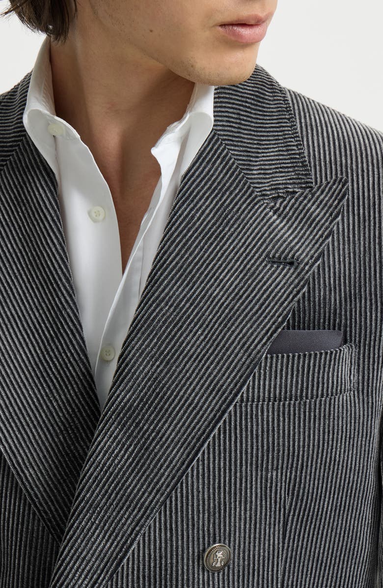 Brunello Cucinelli Silk pocket square with printed logo, Alternate, color, Anthracite