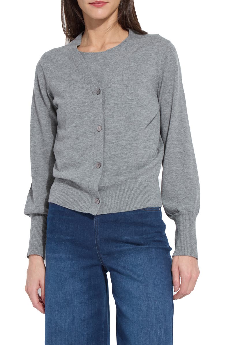 Lysse Cosette Merino Wool Cardigan, Main, color, Heather Cloud