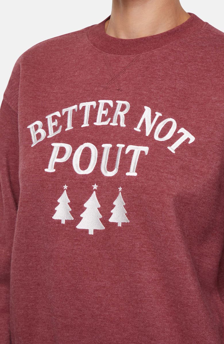 Wildfox Charlie Better Not Pout Sweatshirt, Alternate, color, Heather Cabernet
