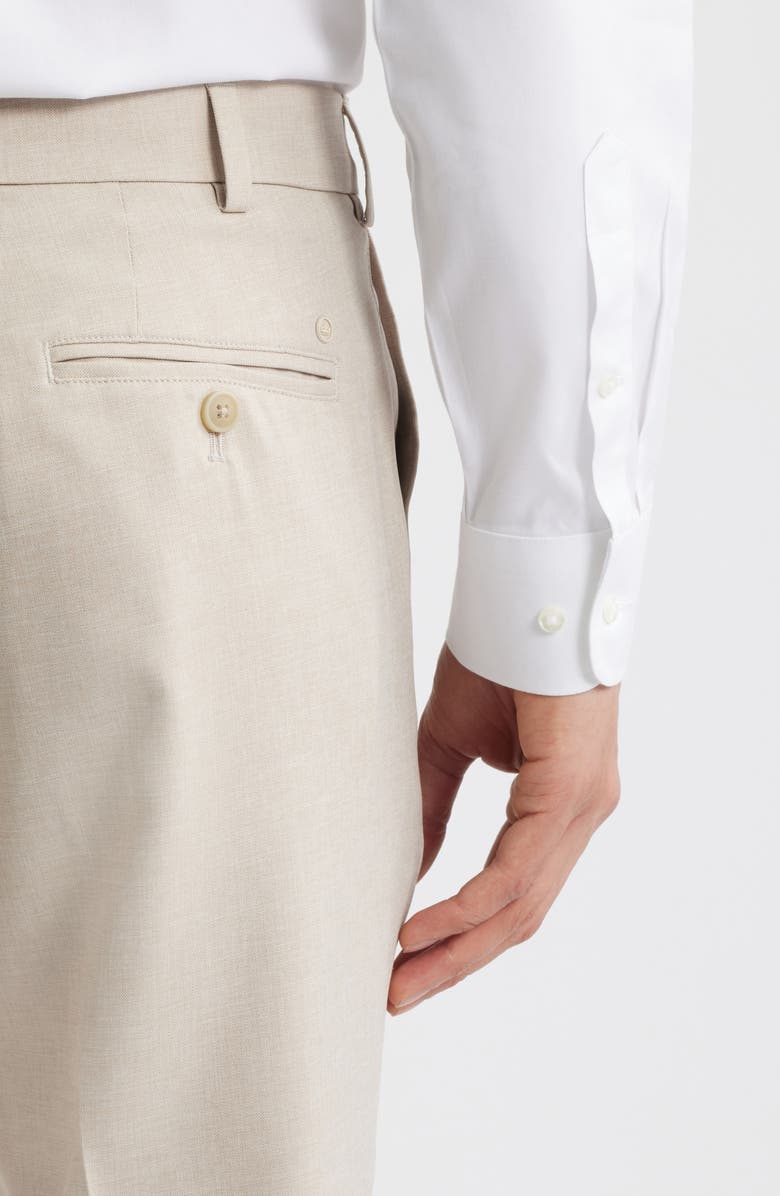 Peter Millar Mèlange Flat Front Dress Pants, Alternate, color, Khaki