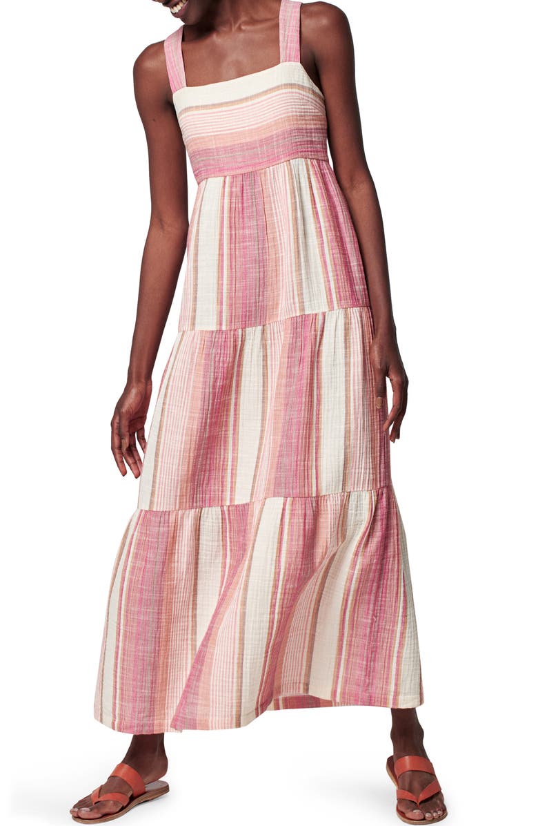 Faherty Sarah Tiered Stripe Cotton Maxi Dress, Main, color, 