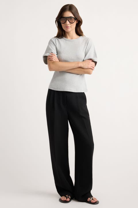 Reanne Ribbed Sculpted Crew-Neck Tee