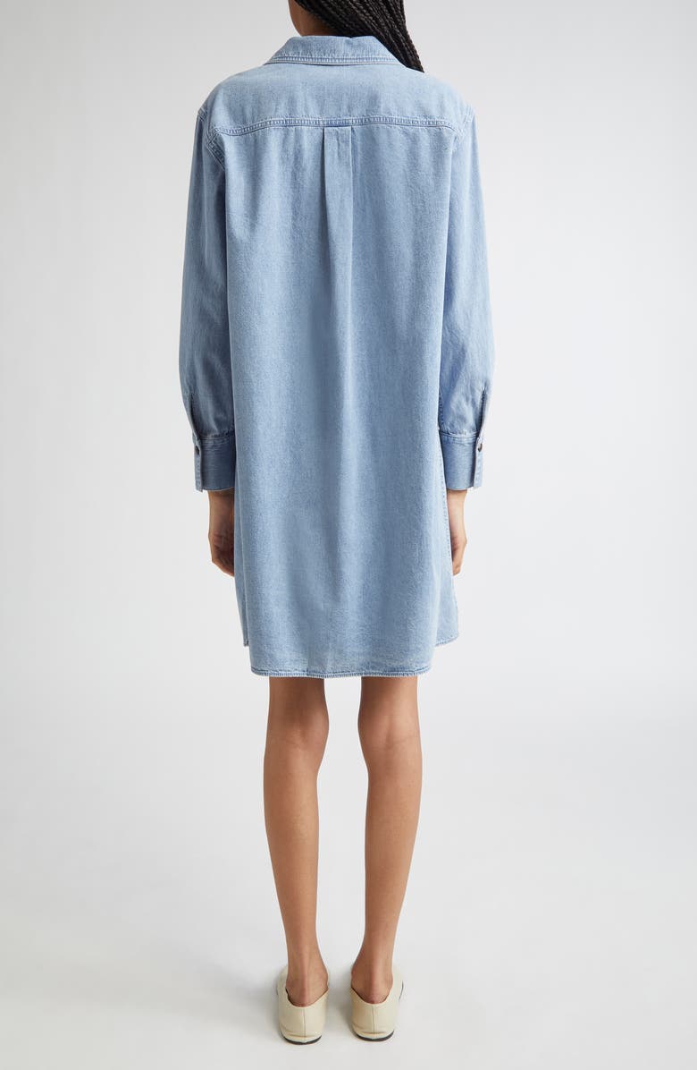 Lafayette 148 New York Long Sleeve Denim Popover Dress, Alternate, color, Stonewash Blue