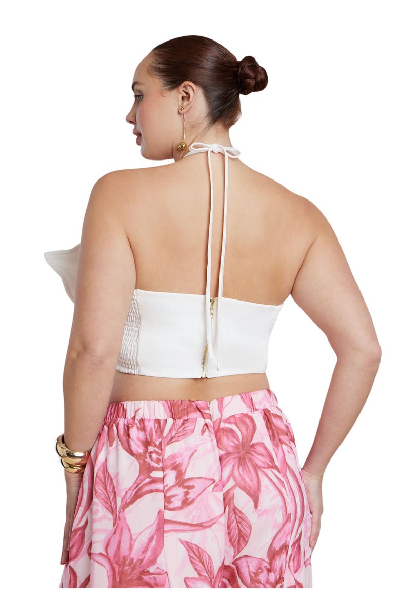 Patbo X Eloquii Embellished Flower Appliqué Top, Alternate, color, COCONUT CREAM