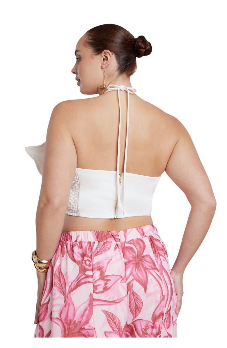 ELOQUII Halter Scarf Top, Alternate, color, Coconut Cream