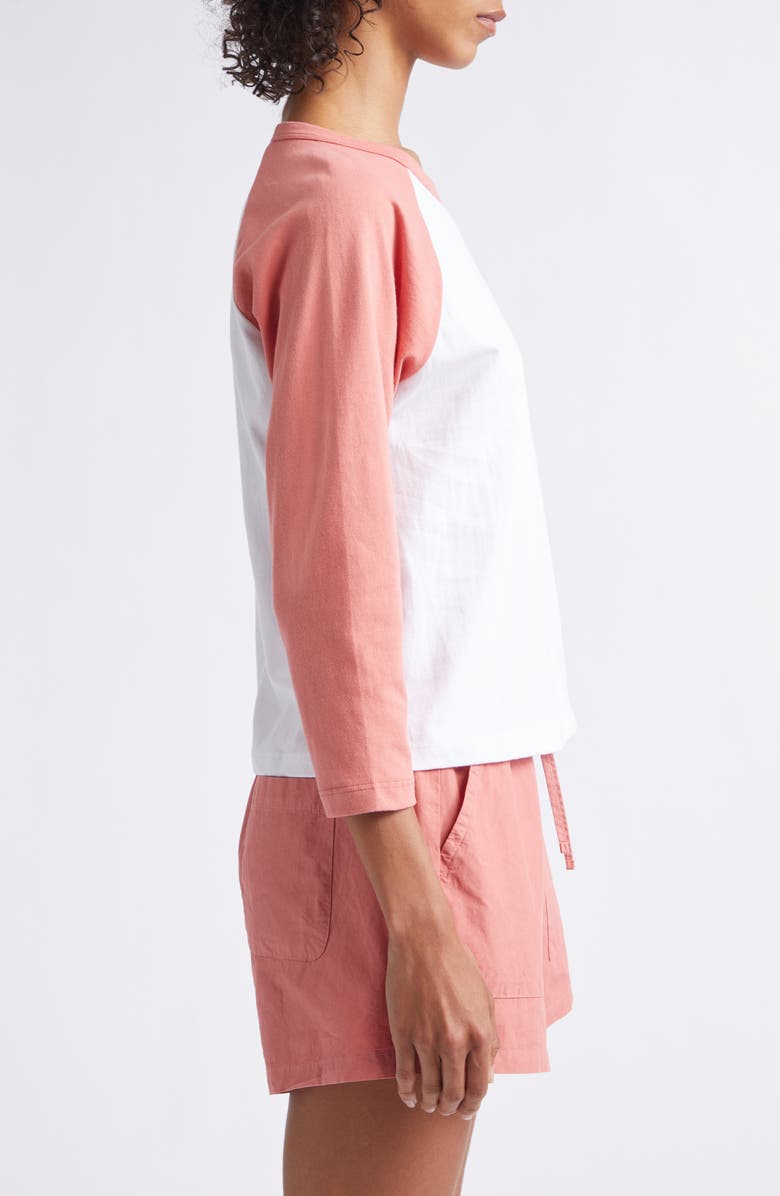 LESET Margo Baseball T-Shirt, Alternate, color, White/ Carnation