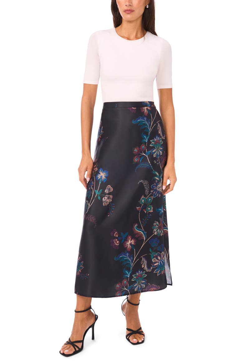 Floral Print Pencil Skirt, Alternate, color, PURPLE DUSK