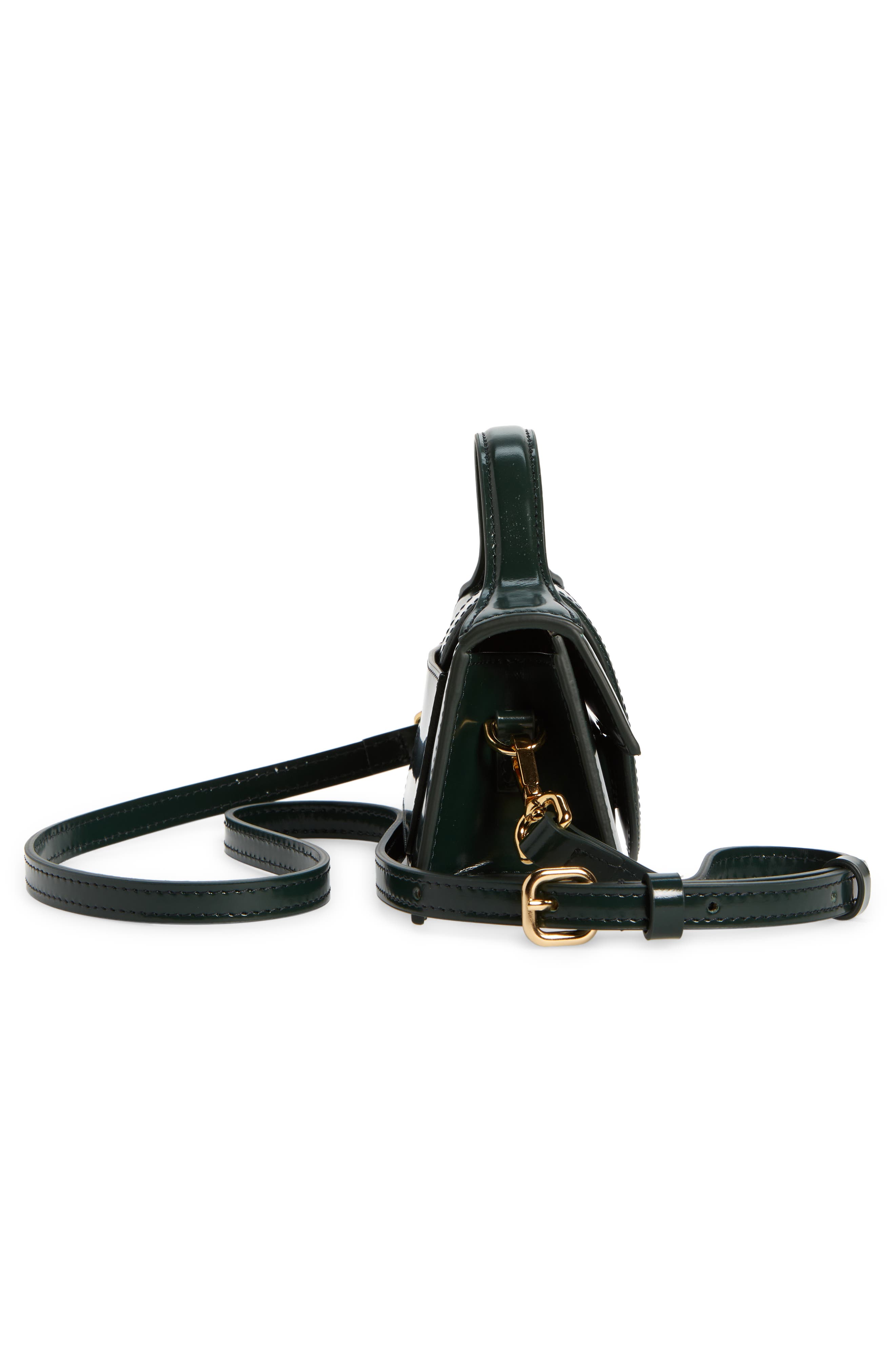 Jacquemus Le Bambino Leather Shoulder Bag, Alternate, color, Dark Green 590