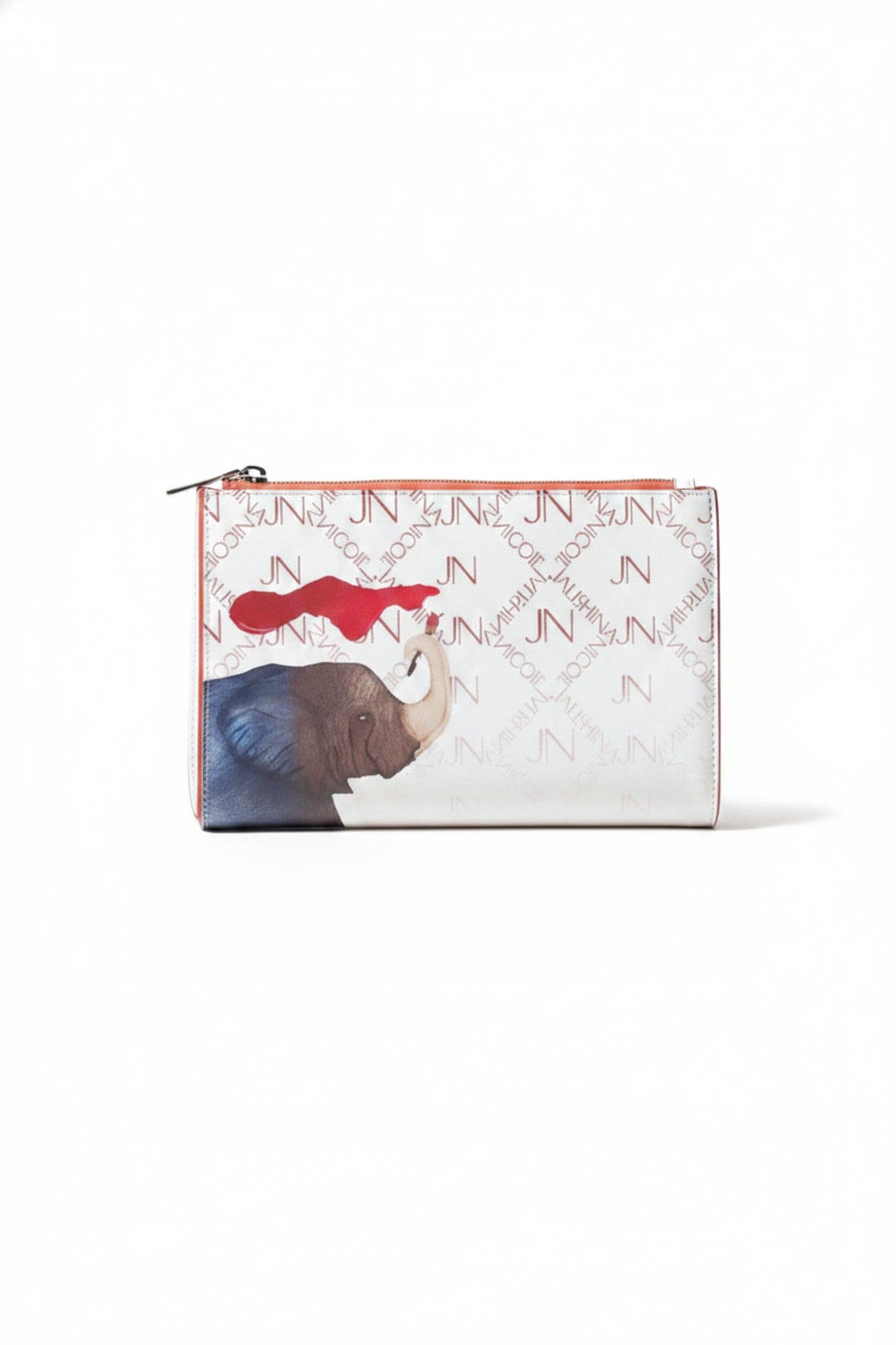 Jai Clutch Handbag, Main, color, White Print