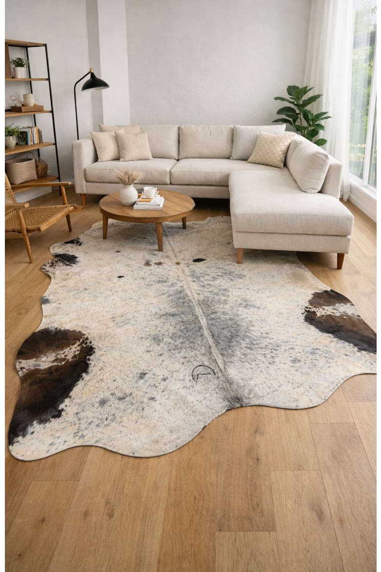 Eco Hides RH Rugs Lazlo Black Speckled CowHides Rug  8'6" × 7'2", Alternate, color, Black Speckled