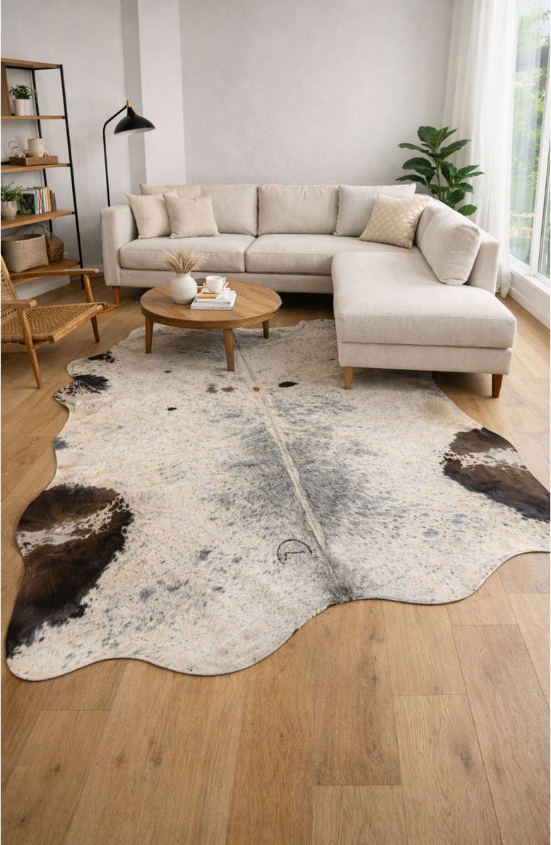 Rhacam Eco Hide Lazlo Black Speckled Cowhide Rug  8'6" × 7'2", Alternate, color, Black Speckled