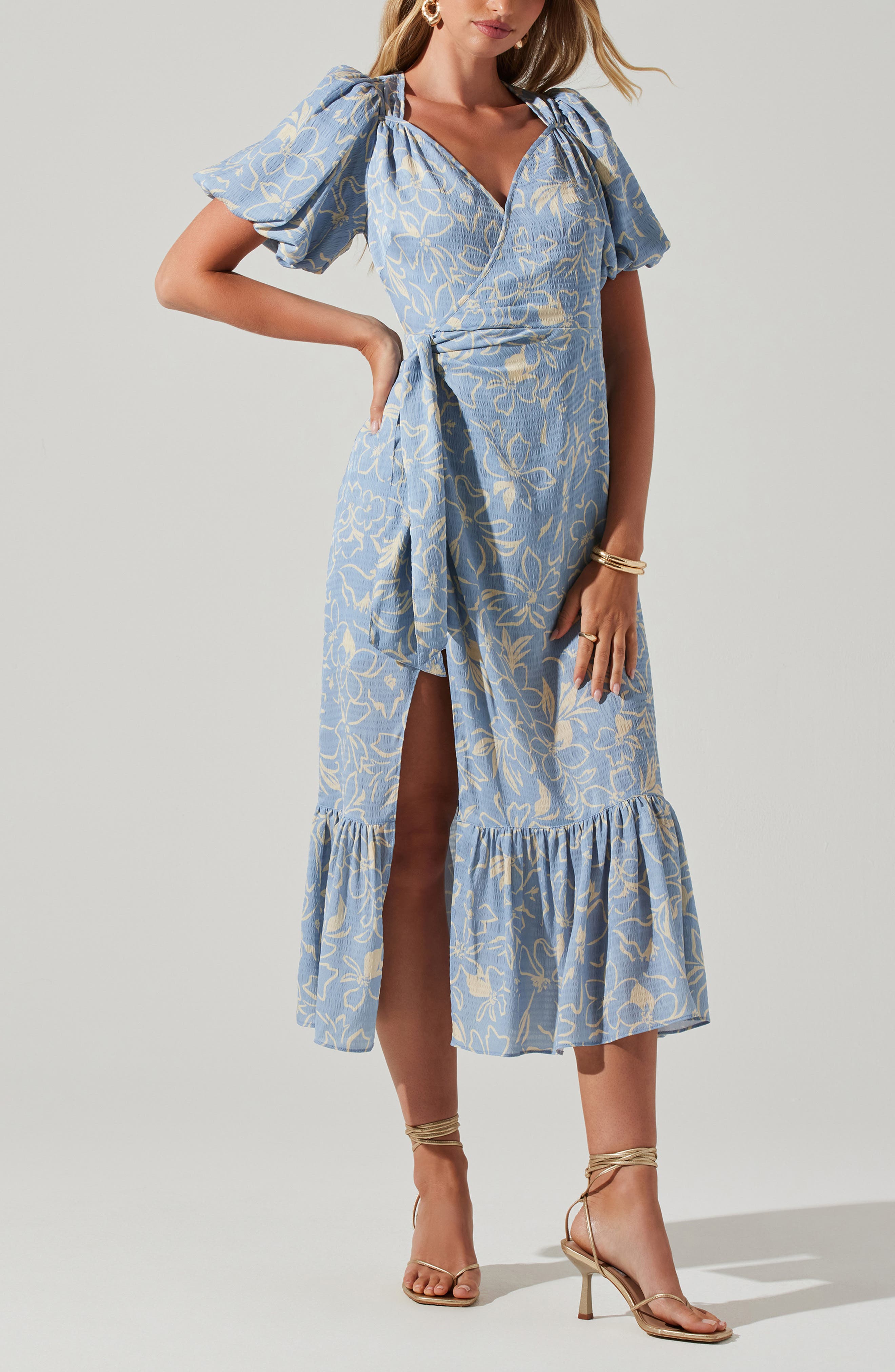 ASTR the Label Modena Floral Print Side Tie Ruffle Maxi Dress ...