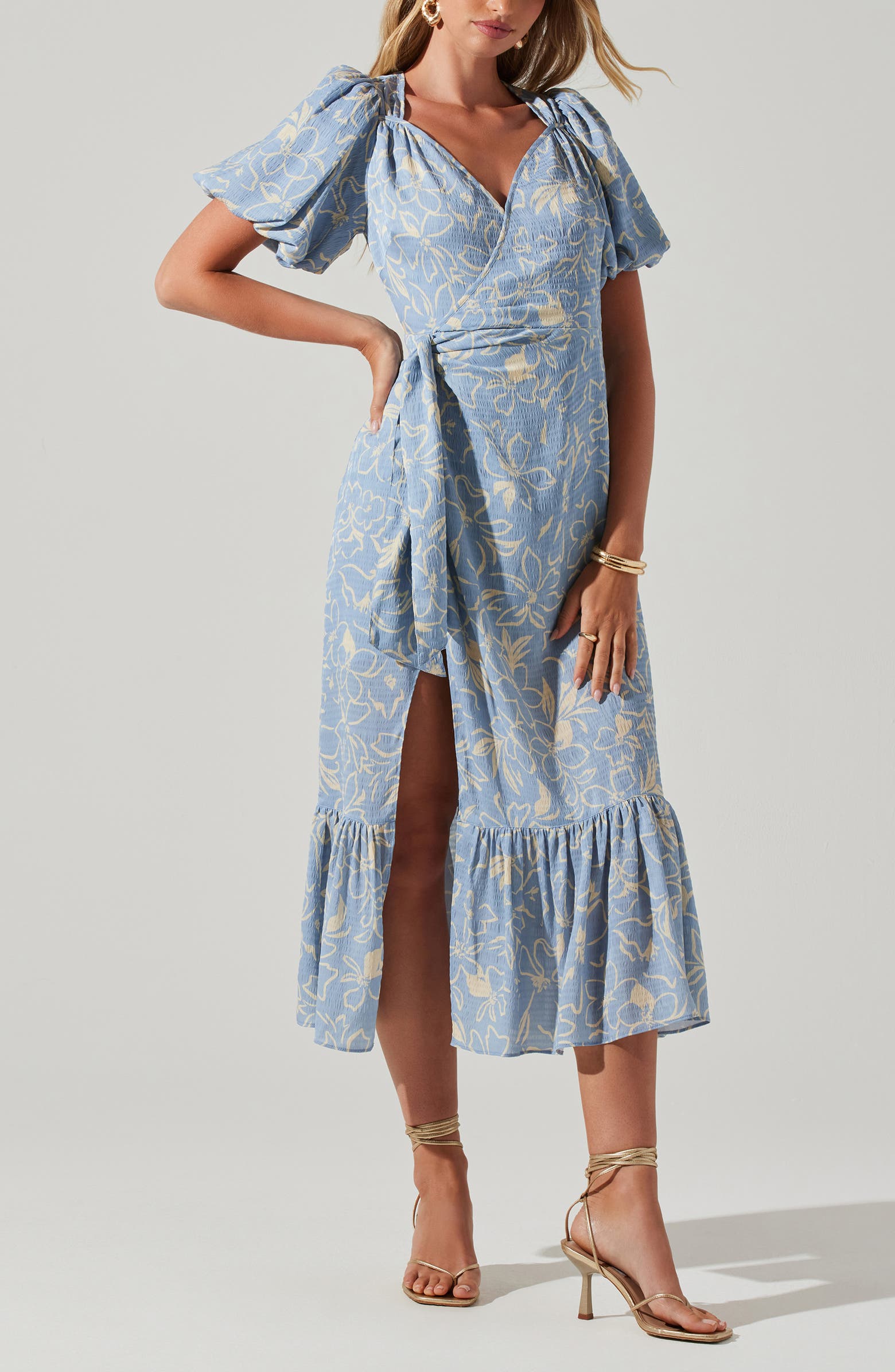 ASTR the Label Modena Floral Print Side Tie Ruffle Maxi Dress ...