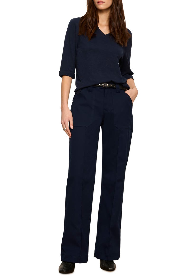 Dolce Notch Neck Top, Alternate, color, NAVY BLUE