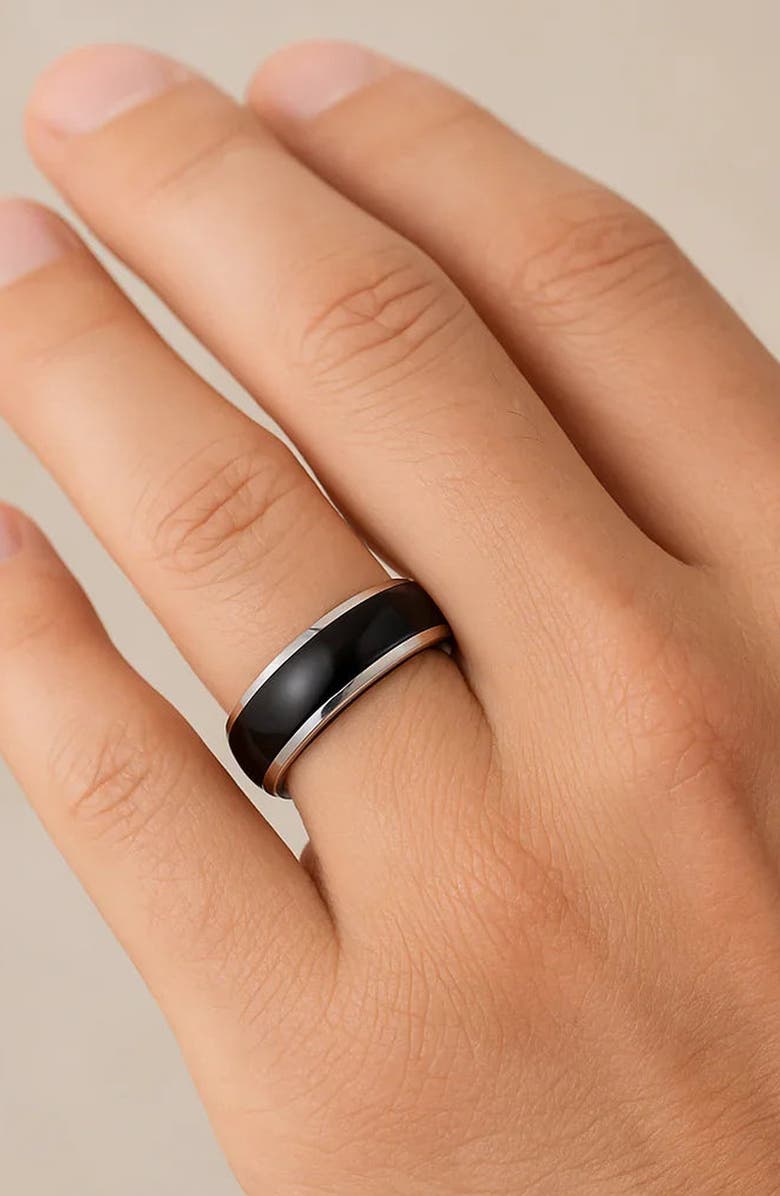 Larson Jewelers Carrera Domed Ceramic Tungsten Wedding Band, Alternate, color, 8Mm