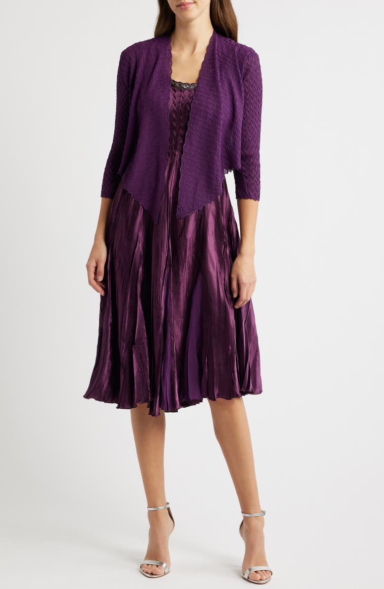 Komarov Tiered Charmeuse & Chiffon Cocktail Dress, Main, color, 