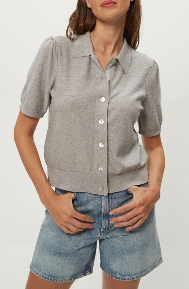 Michael Stars Sparrow Button Front Knit Shirt, Main, color, Heather Grey