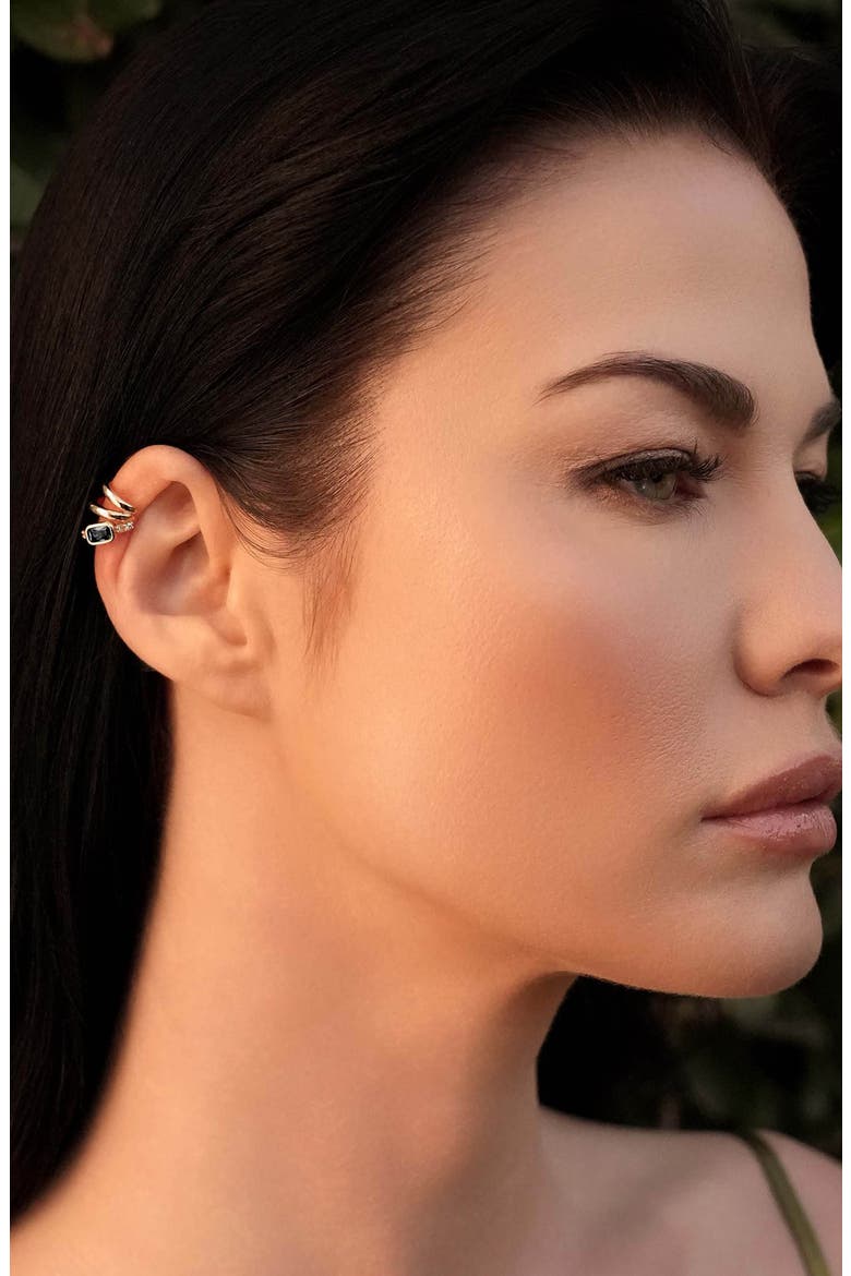 Single Cluster Ear Cuff, Alternate, color, BLACK