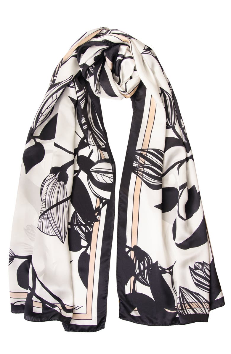 Elizabetta Cara - Silk Scarf/Shawl for Women, Main, color, Soft White And Black