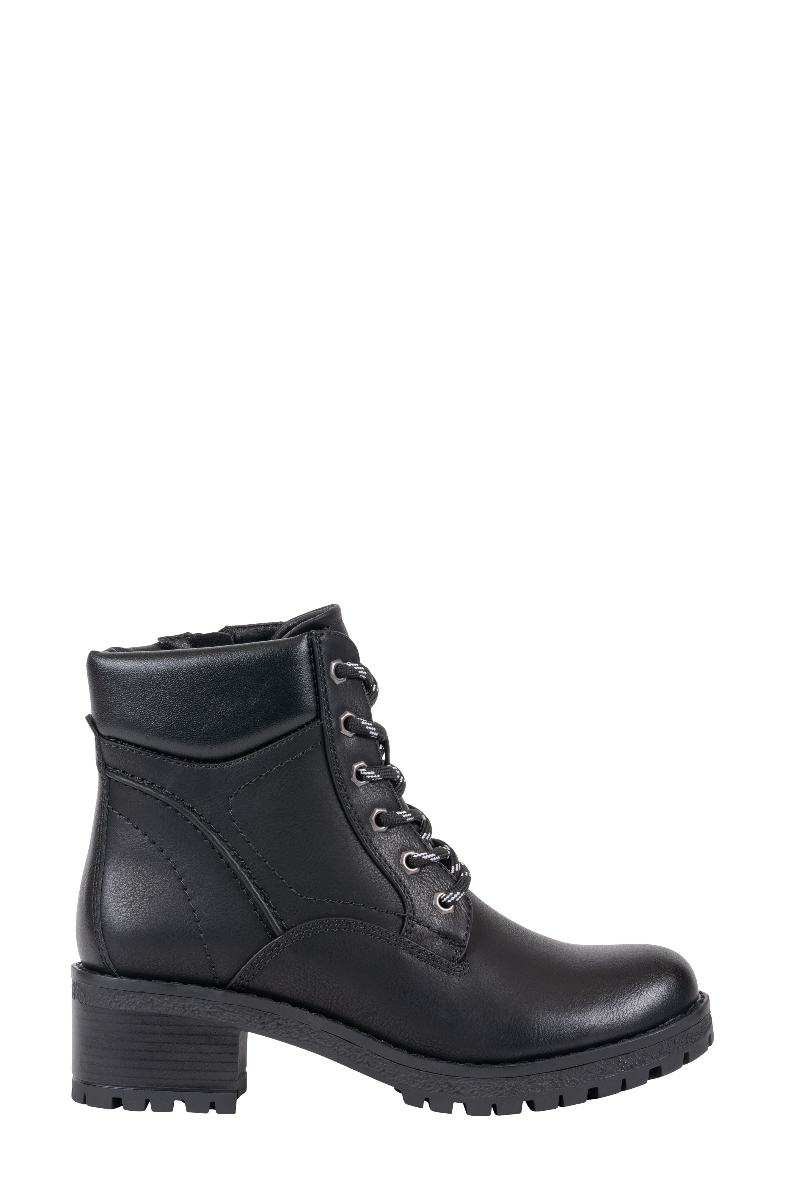 Tamara Water Resistant Faux Leather Bootie, Alternate, color, BLACK