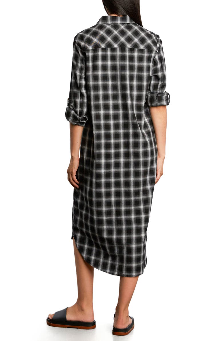 Billy T All Good Star Print Long Sleeve Denim Shirtdress, Alternate, color, Smoke Plaid