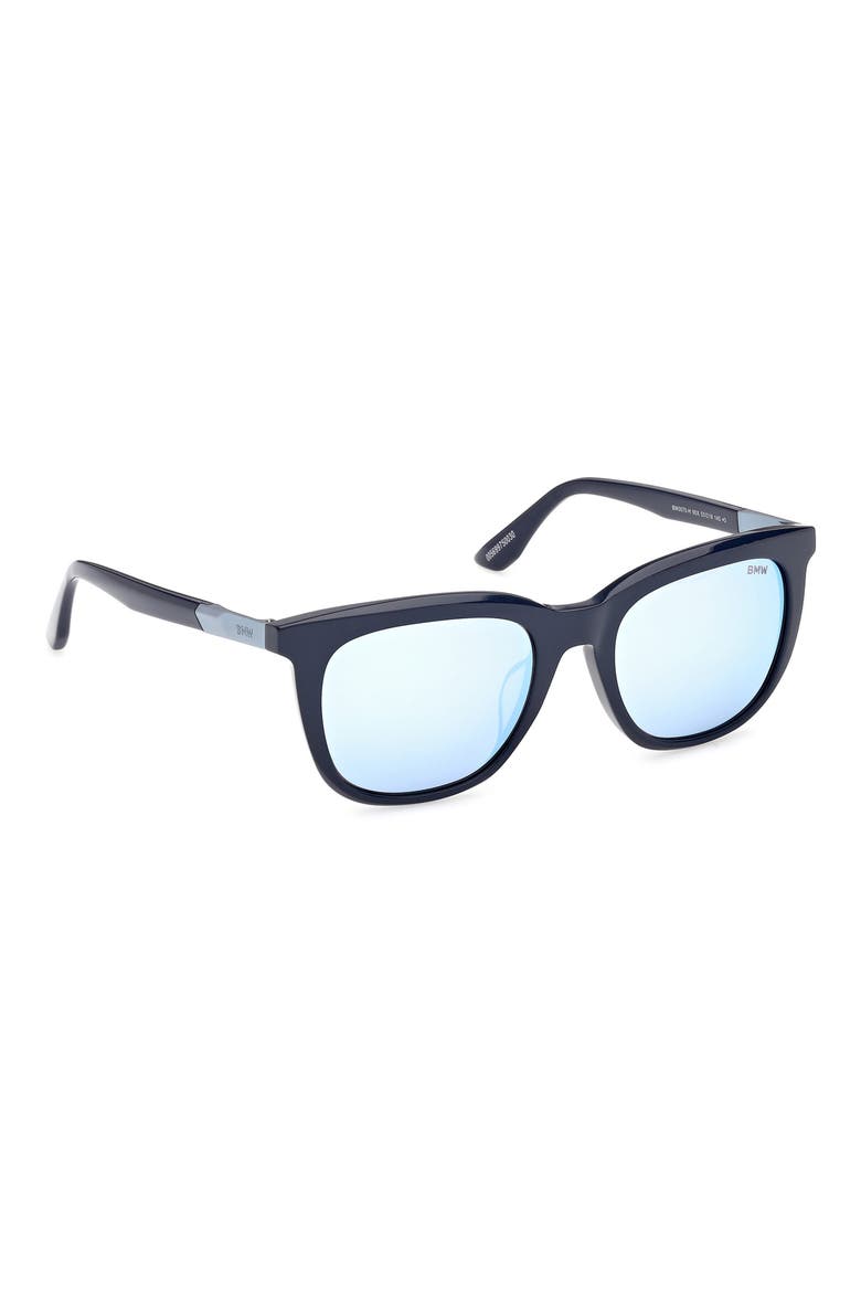 53mm Sunglasses, Alternate, color, SHINY BLUE / BLUE MIRROR