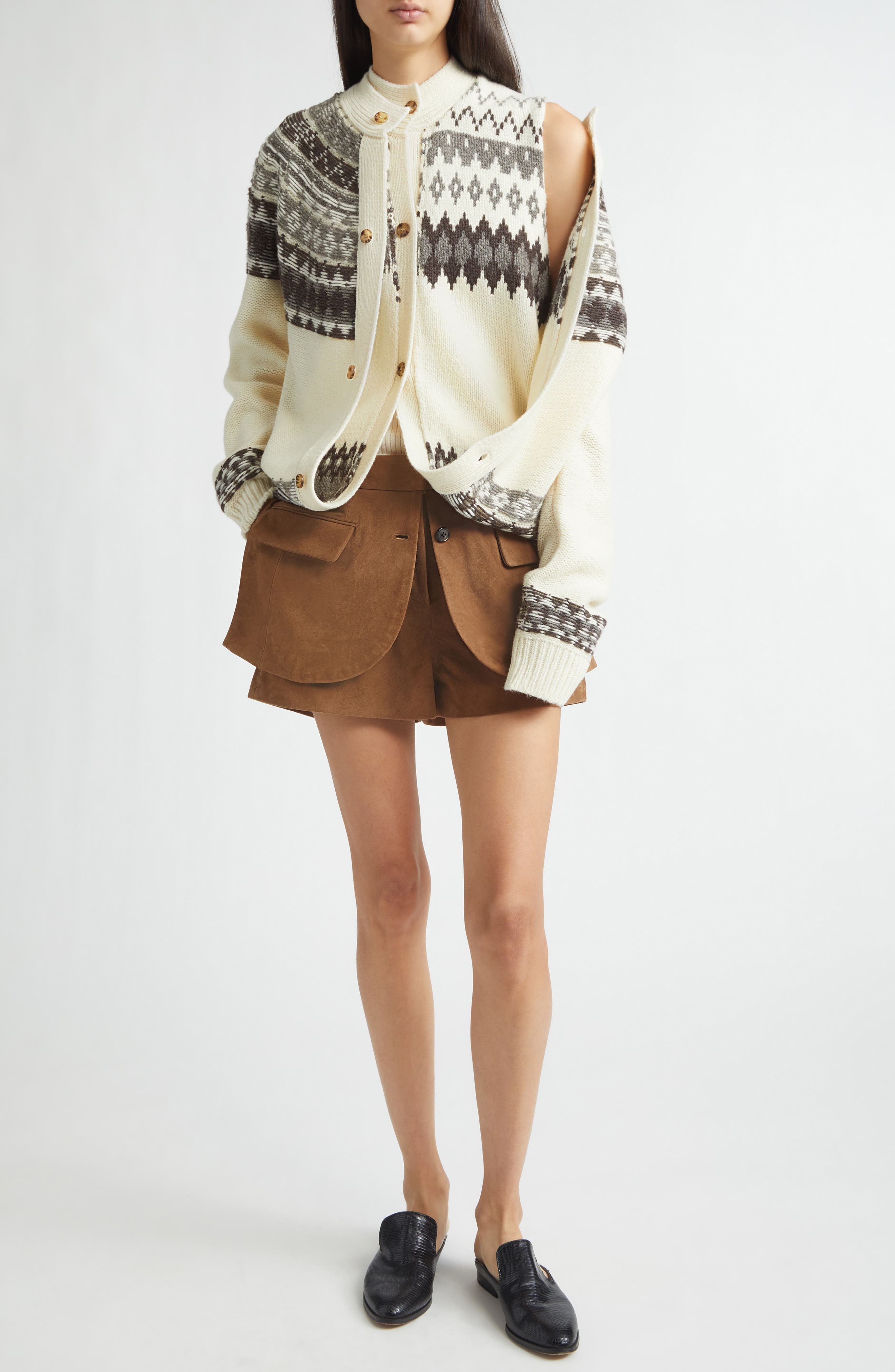 Fold-Up Fair Isle Wool Blend Cardigan - image 2